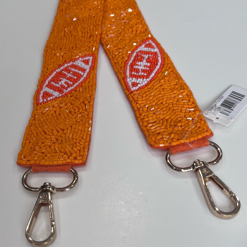 Football Beaded Crossbody Purse Strap Orange And White Teams Game Day NWT